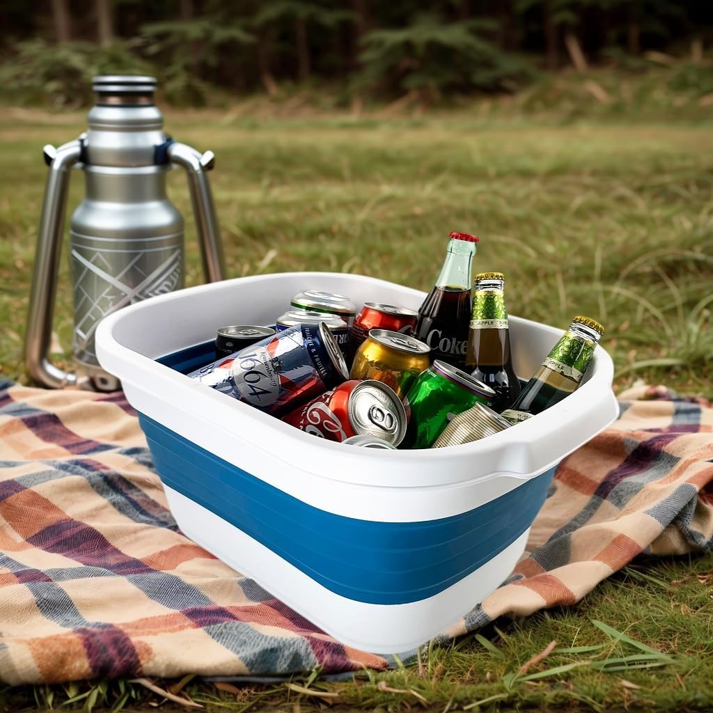 SAMMART 13L zusammenklappbare Wanne – tragbarer Picknickkorb für den Aussenbereich – platzsparender