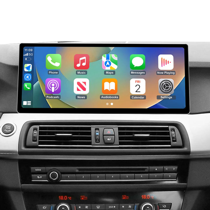 Road Top 12,3 Zoll Ultraschmaler Autoradio Carplay für BMW 5er F10 mit CIC | 2010-2011 Jahr, Linux H
