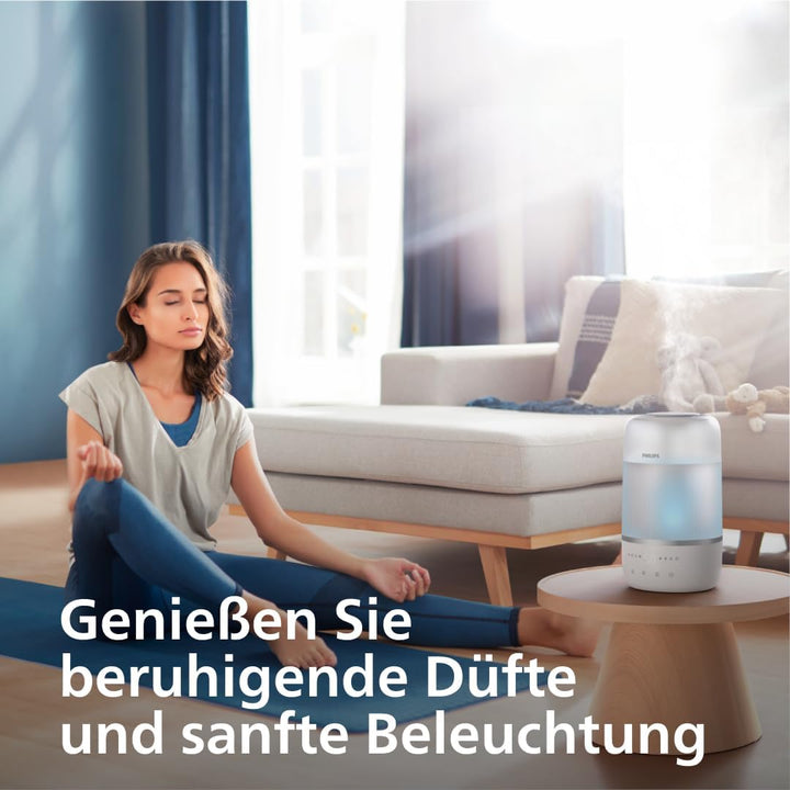 Philips Smart Humidifier - kompakt und dennoch leistungsstark mit himmelhohem Nebel, Aromatherapie,
