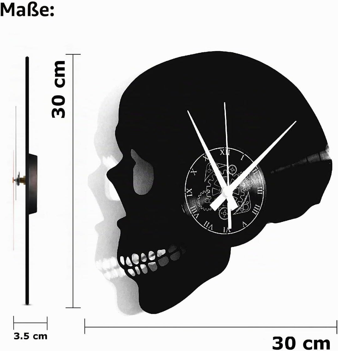 Instant Karma Clocks Vinyl Wanduhr Metal Punk Rock Totenkopf Skelett-Wanduhr Totenkopf-Design