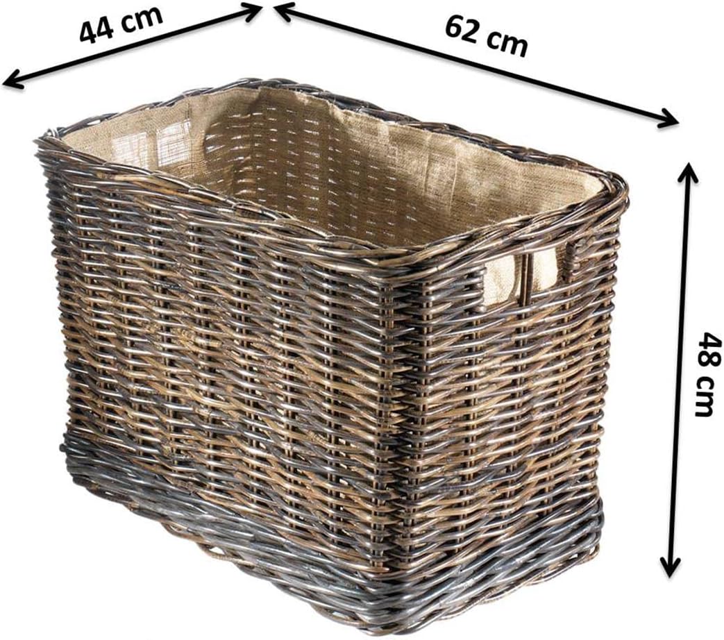 Kobolo Holzkorb für Kaminholz Kaminholzwagen mit Rollen- aus Rattan mit Jutefutter
