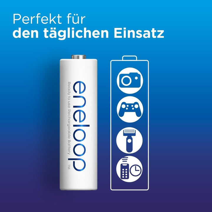 Panasonic eneloop, Ready-to-Use Ni-MH Akku, AA/Mignon, 8er-Pack, verbesserte Kapazität: min 2000 mAh
