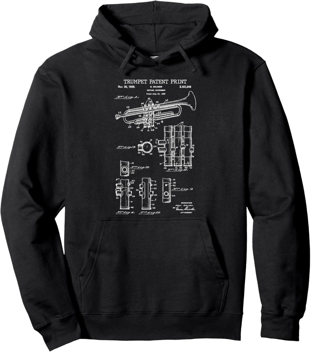 Trompete Patent Druck 1939 - Vintage Patent Musik Pullover Hoodie