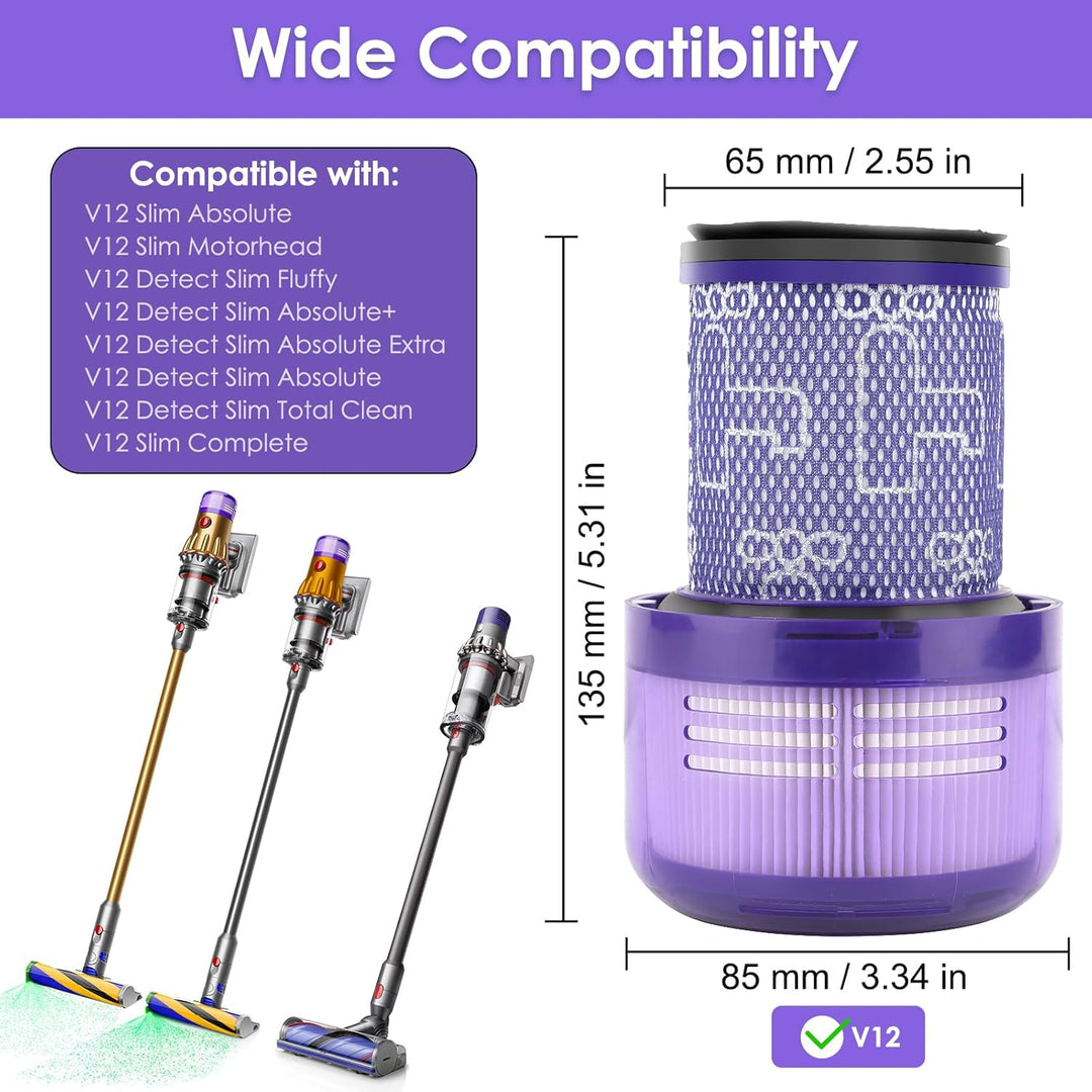 (5 Stück) V12 Slim Detect Slim Ersatz HEPA Filter für Dyson V12 Detect Slim Absolute/Complete/Motorh