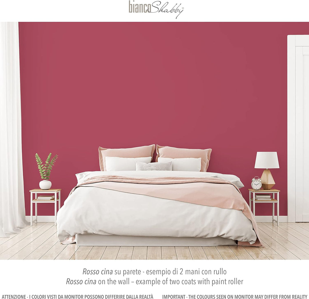 bianco Shabby® Rosso Cina Kreidefarbe Wasserbasis für Alle Oberflächen einfach zu verarbeiten ohne s
