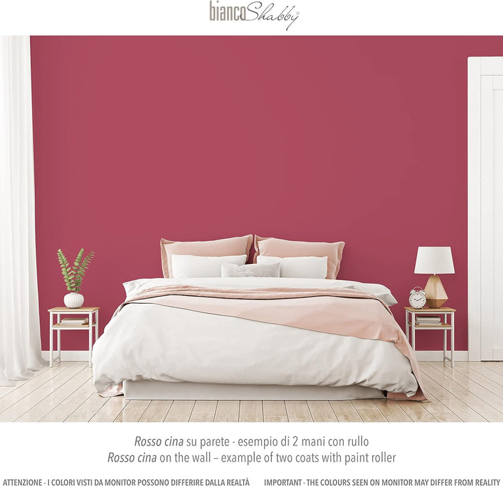 bianco Shabby® Rosso Cina Kreidefarbe Wasserbasis für Alle Oberflächen einfach zu verarbeiten ohne s