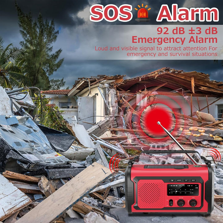 Kurbelradio 27000mAh Notfallradio mit Solar & Handkurbel, AM/FM Emergency Radio mit SOS Alarm, Bluet