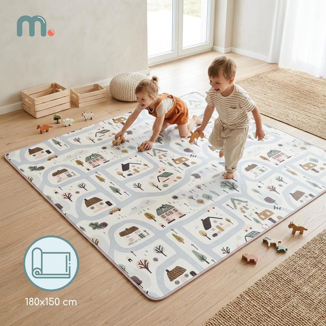 Mamabrum XPE Spielmatte für Babys und Kinder 180 x 150 cm, Doppelseitig, 1,5 cm Beżowy, Beżowy