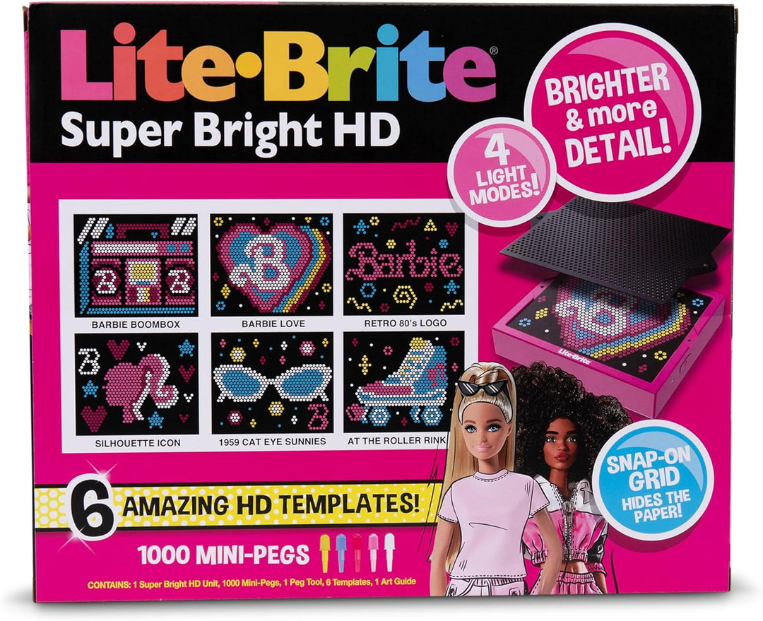 Lite Brite Super Bright HD Barbie-Edition - LED Leucht-Zeichentafel, Neon Effekt Leuchtkunst, kreati