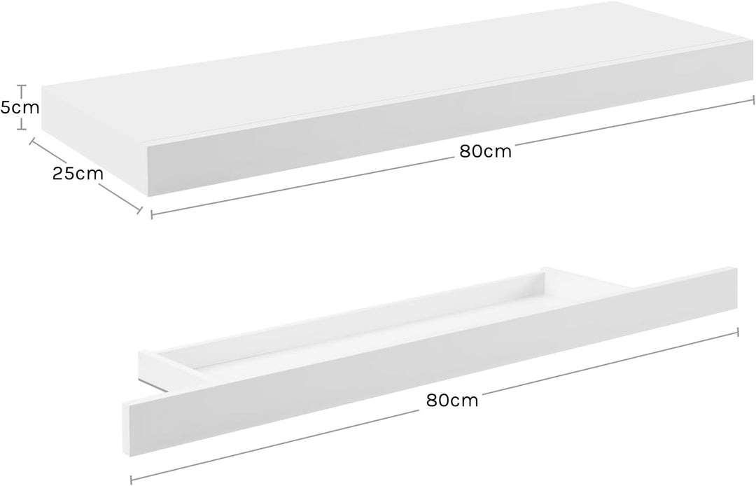 WOLTU Wandregal mit Schublade, Schweberegal Weiss, Regalbrett aus MDF, Wandboard für Wohnzimmer Schl