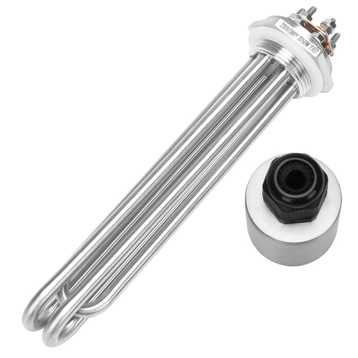 DERNORD 220V/380V 3750W 1-1/4 Zoll Heizelement 3U Typ Warmwasserbereiter BSP Edelstahl Flansch 220/3