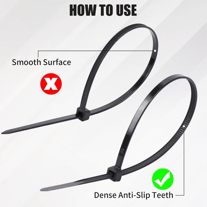 2000 Stück Kabelbinder Schwarz Set,100/150/200/300 mm(500 Stück) Kabelbinder UV Beständig,Cable Ties