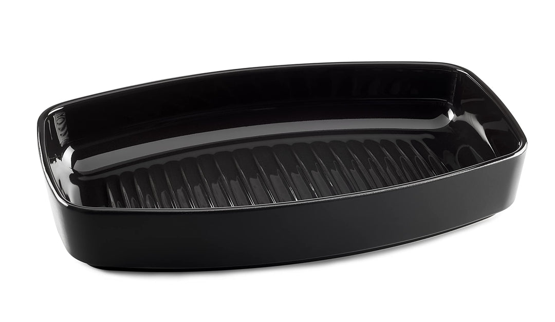 Rechteckige Auflaufform aus Keramik, Länge 40 cm, Farbe: Schwarz, ideal zum Kochen von grossen Geflü