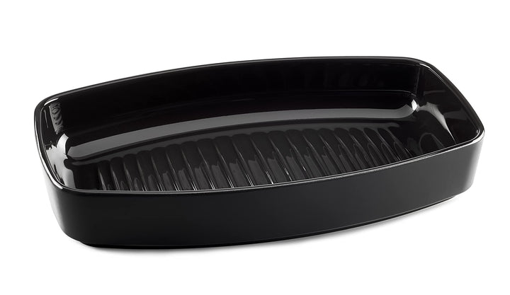 Rechteckige Auflaufform aus Keramik, Länge 40 cm, Farbe: Schwarz, ideal zum Kochen von grossen Geflü