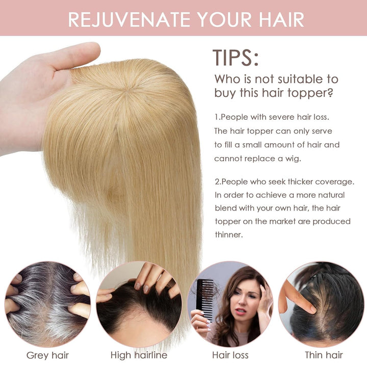 Silk-co Topper Extensions Haarteile Echthaar Clip in Extensions Echthaar Weich Natürlich Glatt Toupe