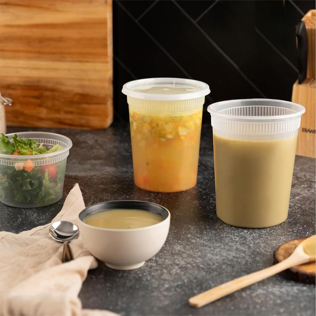 44 Sets, 8, 16, 32 oz Deli Container, Kunststoffbehälter mit Deckel, Deli Cups & Plastic Containers