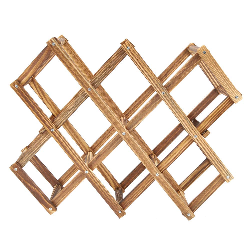 Weinregal Holz Klappbar, Faltbar Getränkeregal Holz, Zusammenklappbarer Flaschenhalter aus Holz für