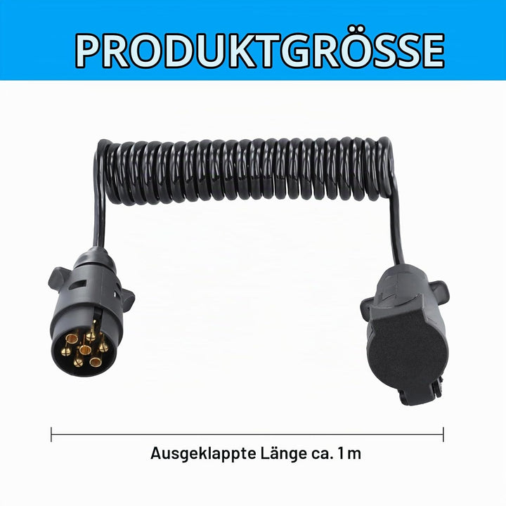 Anhänger 7 Polig Verlängerung Kabel Spiralkabel 3.0M Anhängerkabel AdapterSpiralkabel Auto Anhänger