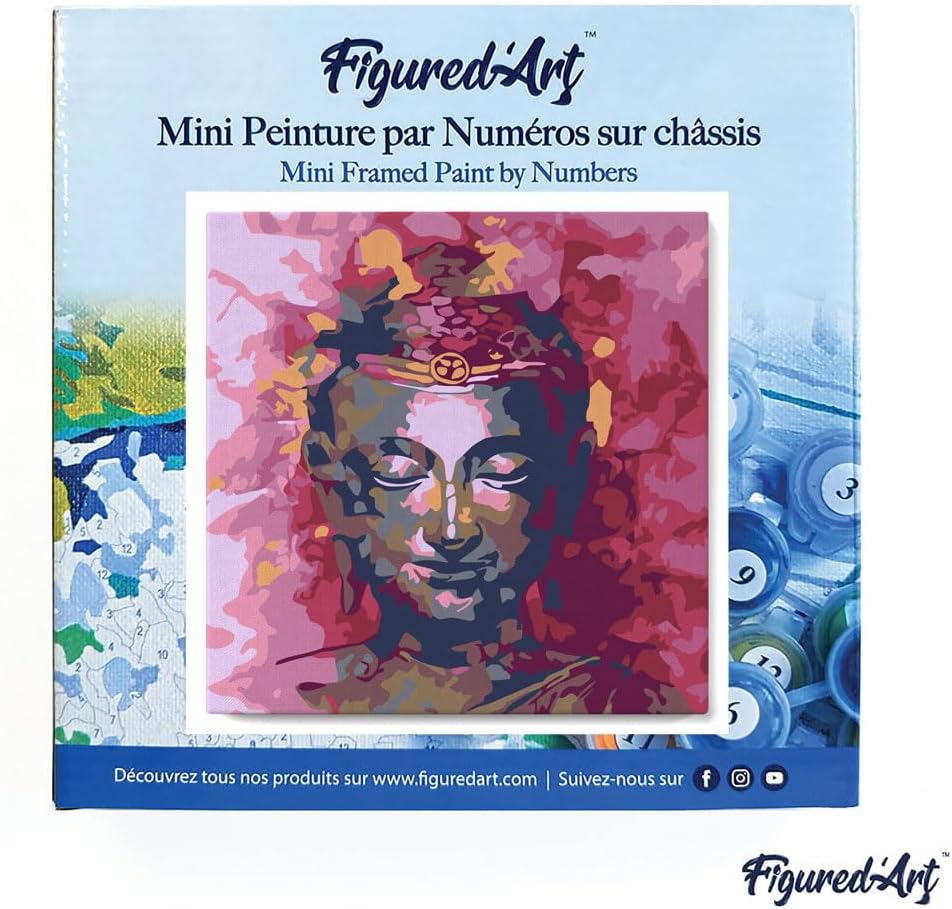 Figured'Art Mini Malen Nach Zahlen Erwachsene Mit Rahmen 20x20cm Kleines Format - Kostbarer Buddha -