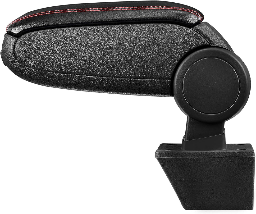 Mittelarmlehne Armauflage mit Staufach gepolstert schwarz Kunst Leder mit roten Nähten