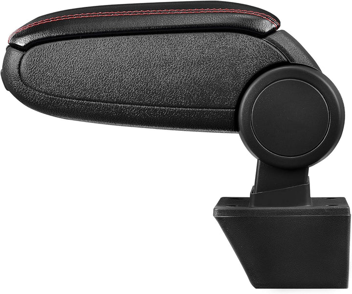 Mittelarmlehne Armauflage mit Staufach gepolstert schwarz Kunst Leder mit roten Nähten