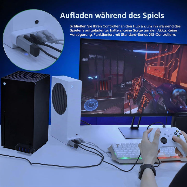 Joso USB-Hub mit 5 Anschlüssen für die Xbox-Serie, Hochgeschwindigkeits-USB-Anschluss ExpanderAdapte