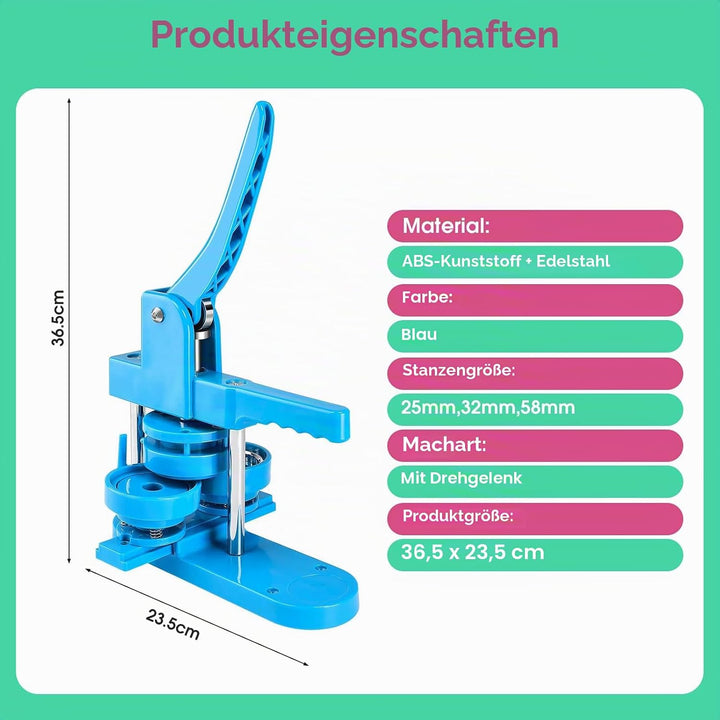 Badge Button Maker Machine (25/32/58mm) 3-in-1 Pin Maker with 300pcs Button Parts, Badge Button Pres