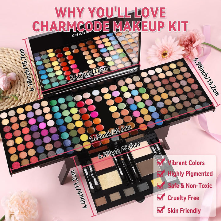 Professional Schminkkoffer Damen Mädchen,Makeup Set 190 Farben(Set B) 02, 02