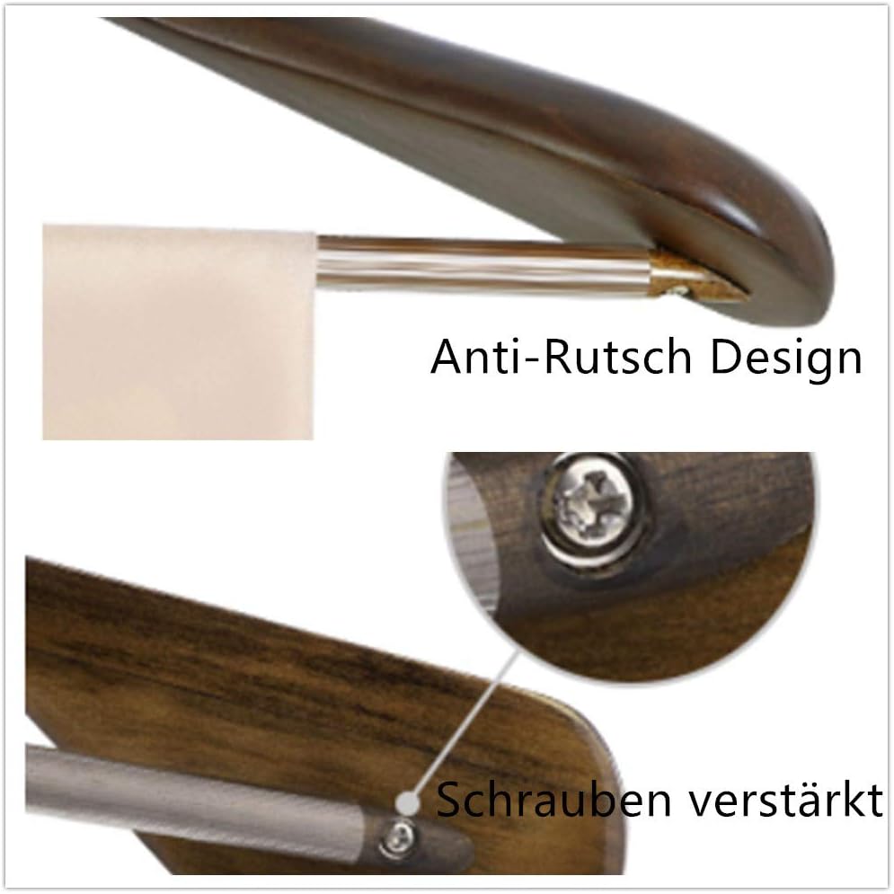 Kleiderbügel aus Holz 10 Stück, Holz Kleiderbügel für Anzug und Jacken, extra breiter Schulter mit H