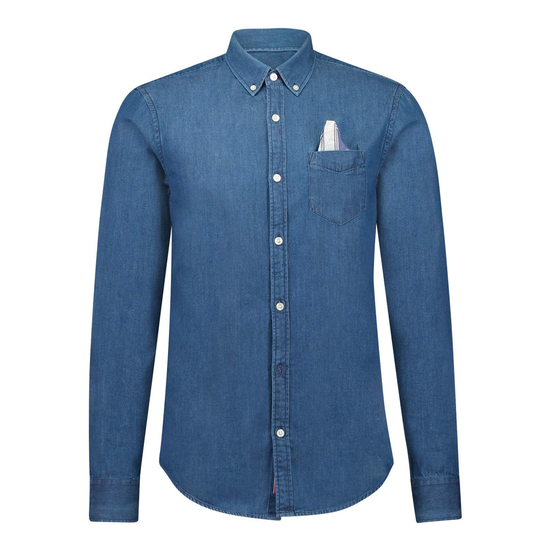 Scotch & Soda Herren Hemd Blue Denim L