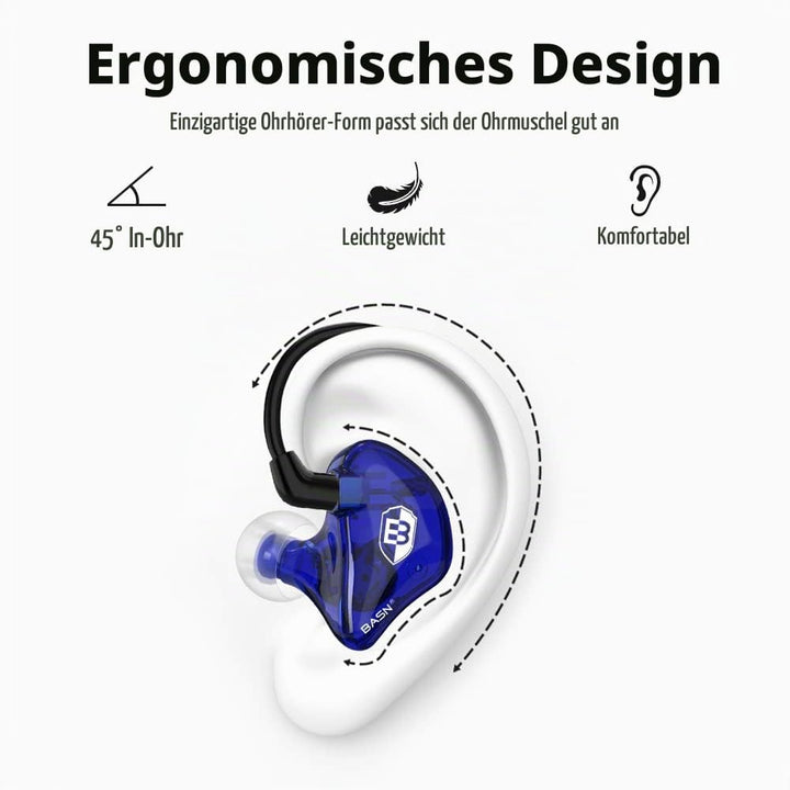 BASN Bsinger In-Ear-Monitore Geräuschisolierende Kopfhörer, Dual-dynamische Treiber High Definition