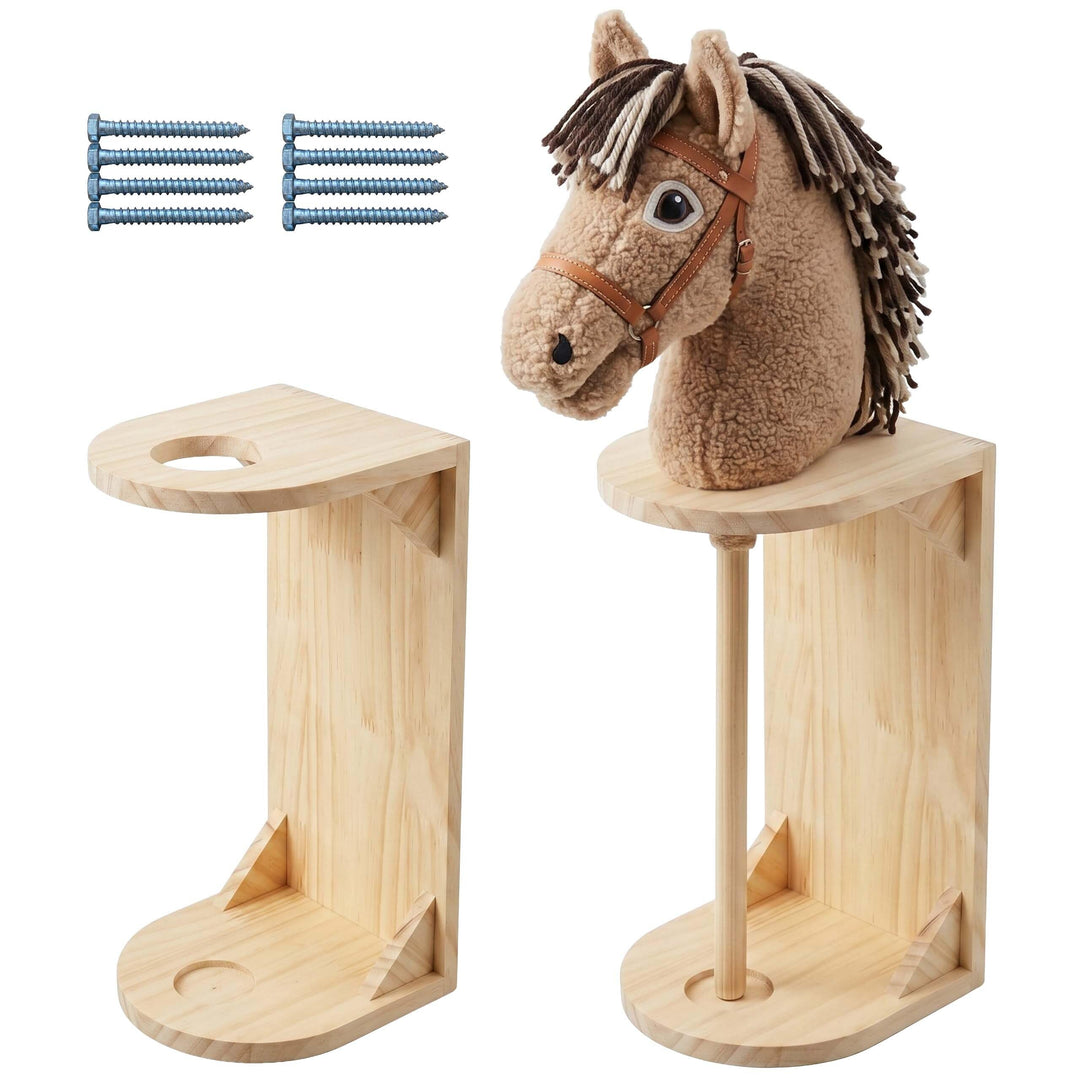 Relaxdays Steckenpferd Halter 2er Set, Wand, Hobby Horse Aufbewahrung, HBT: 35x15x15 cm, Stabpferd S