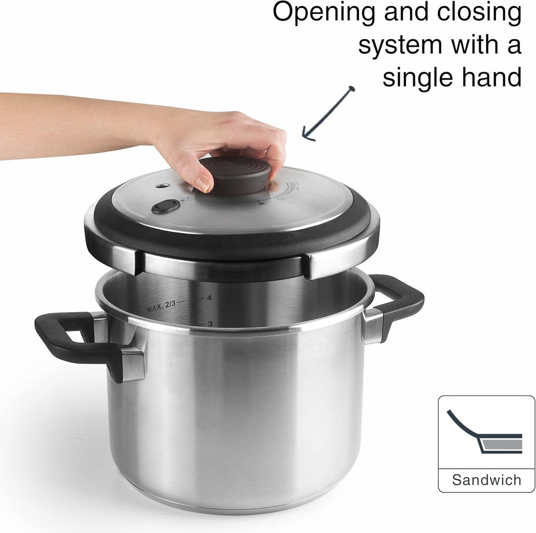 Lacor - 71784 - Superschneller Schnellkochtopf mit hitzebeständigen Sicuro Griffen - Induktion - Ede