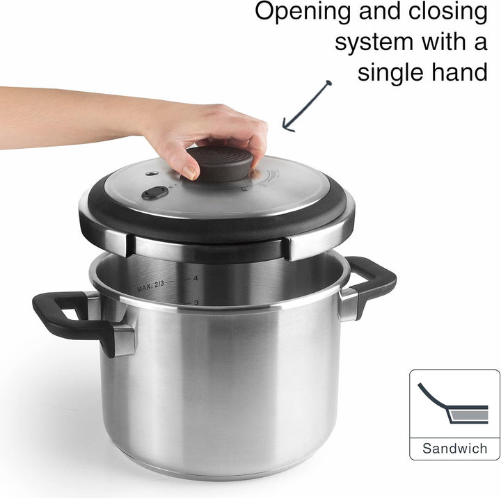 Lacor - 71784 - Superschneller Schnellkochtopf mit hitzebeständigen Sicuro Griffen - Induktion - Ede