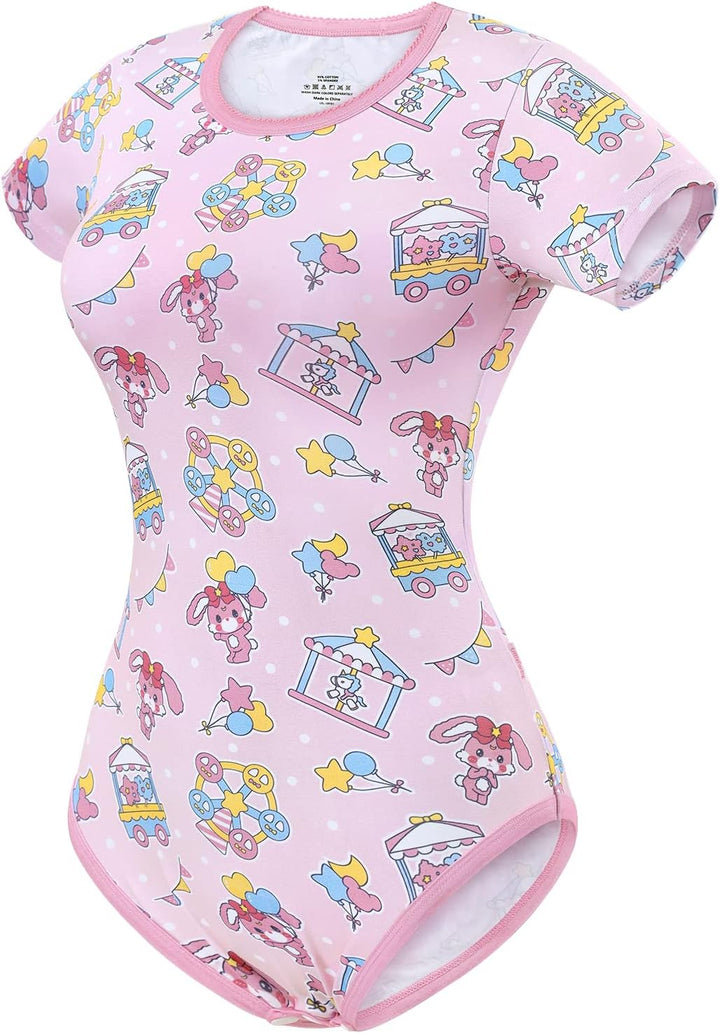 LittleForBig Baumwolle Strampler Onesie Pyjamas Bodysuit-Usagi Pastell Zirkus Strampler XXL Rosa, XX