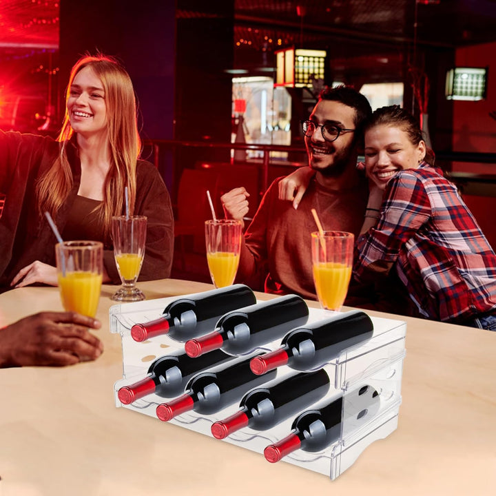 Dokeno Flaschen-Organizer, 2-stufig Erweiterbar Stapelbares Weinregal, Flaschenhalter für Kühlschran