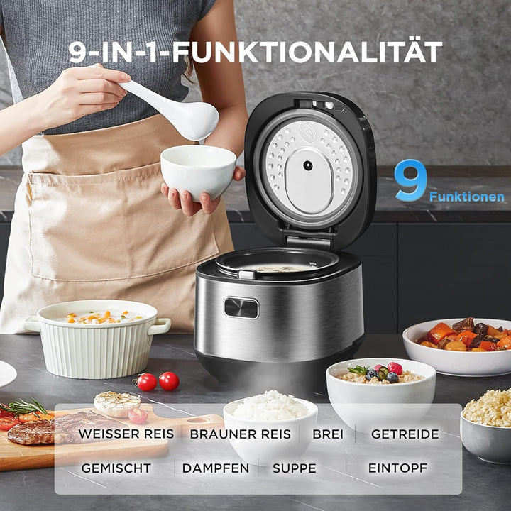 Midea Digitaler Reiskocher, Rice Cooker Klein 2L, Smart Berührungssteuerung Multicooker, mit Warmhal