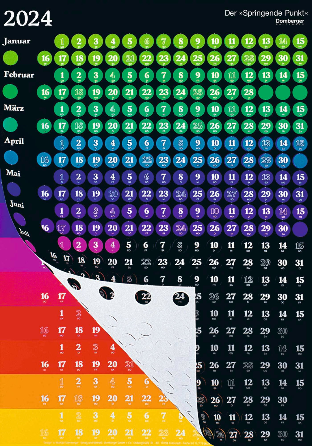 Der Springende Punkt schwarz 2024 57,5x81: Das Original, Kalender