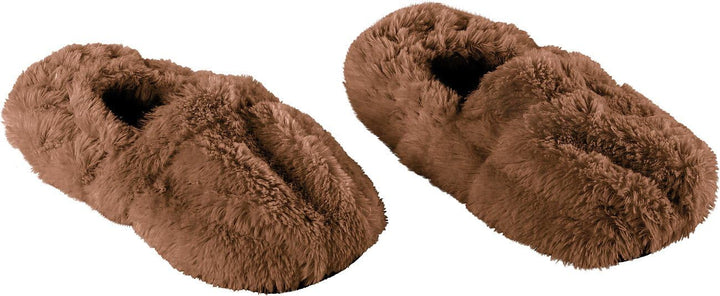 infactory Mikrowellen Hausschuhe: Aufwärmbare Flausch-Pantoffeln mit Leinsamen-Füllung Grösse 36