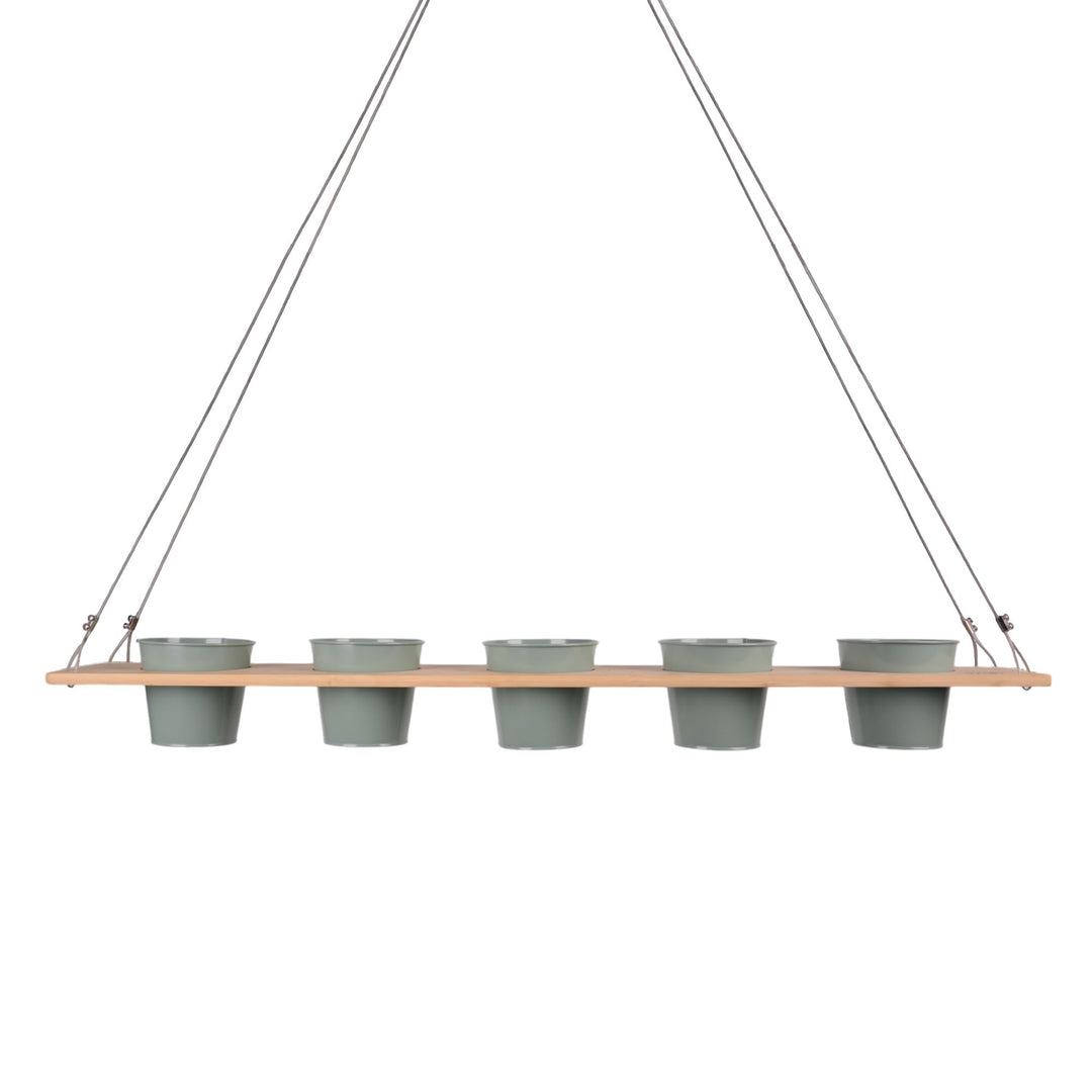 UNUS Kräuterbar Pflanzenregal Grün Bambus 100 x 16 cm Kräuterregal zum Aufhängen mit Drahtseil, Kräu