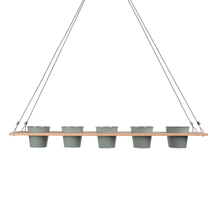 UNUS Kräuterbar Pflanzenregal Grün Bambus 100 x 16 cm Kräuterregal zum Aufhängen mit Drahtseil, Kräu