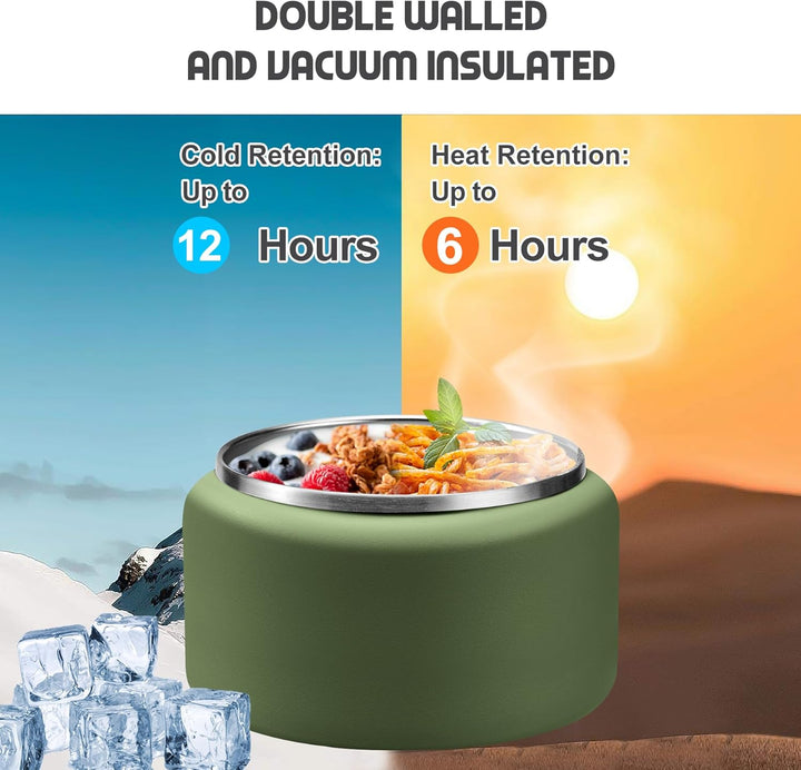 Itslife Thermobehälter für Essen 400ml, Thermo Lunchbox Kinder mit Schnallendeckel und Löffel, Warmh