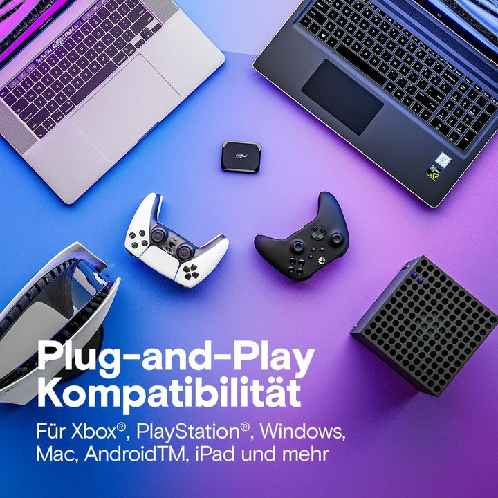 Crucial X9 4TB Portable SSD mit USB-A Adapter - bis zu 1050MB/s - PC und Mac, mit Mylio Photos+, USB