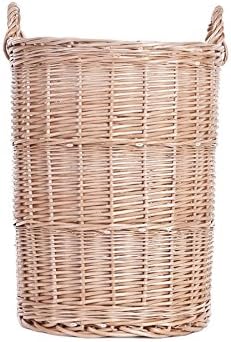 Vollweidener Kaminkorb, Kaminkorb aus Weide, naturfarbiger Weidenkorb für Kaminholz, Spielzeugkasten