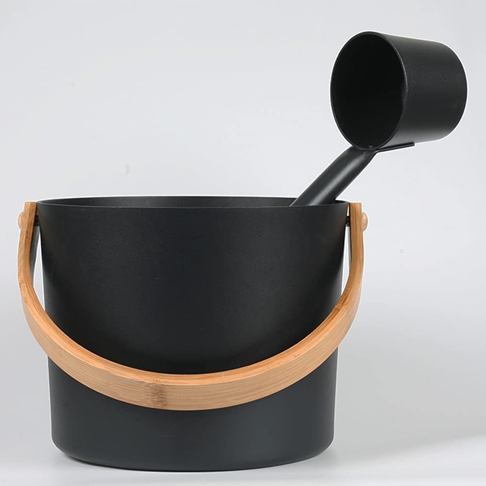 Fiacvrs Saunakübel,Saunakübel Set,2-teilig 7L Aluminium Saunakübel Saunakelle Mit Langem Griff Löffe