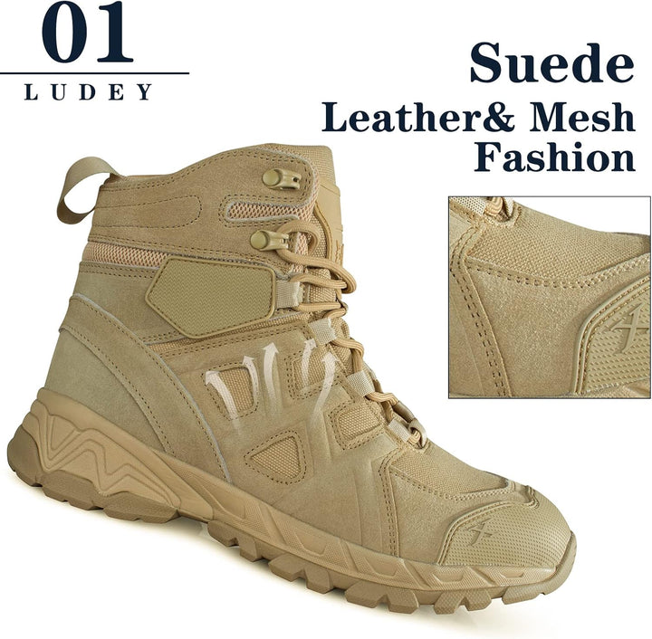 LUDEY Militärstiefel Herren Einsatzstiefel Springerstiefel Bequem Kampfstiefel Tactical Schuhe Dauer