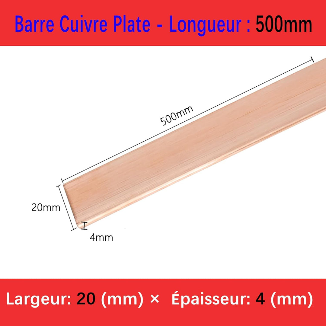 Coavoo Flachplatte aus Kupfer, 4 mm x 20 mm x 500 mm, 1 Stück T2, reines Kupfer, flach, Kupferblech,
