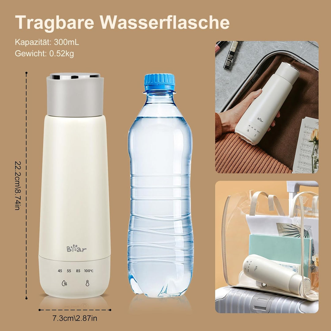 Bear 300ml 4-Temperatur Elektrischer Wasserkocher 3-in-1 Reise Elektrischer Wasserkocher Doppelschic