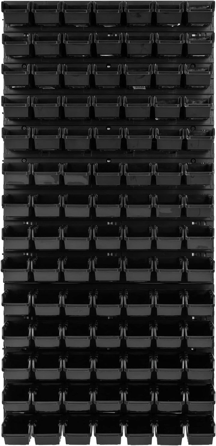 Lagersystem Werkstattregal | 57 x 116 cm | 98 stck. Box | Wandregal mit Stapelboxen - Wandplatten Ex