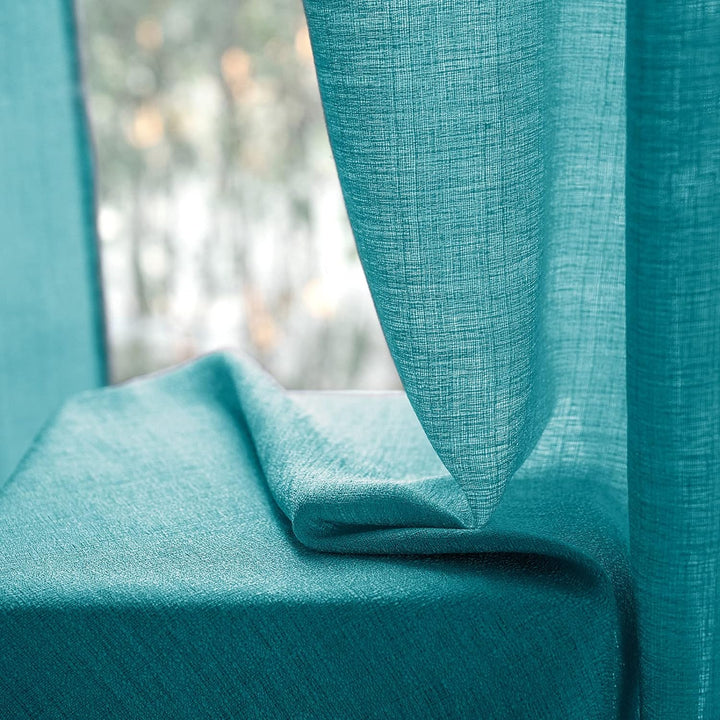 MIULEE 2er Set Voile Vorhang Sheer Leinenvorhang mit Ösen Transparente Unregelmässige Textur Gardine